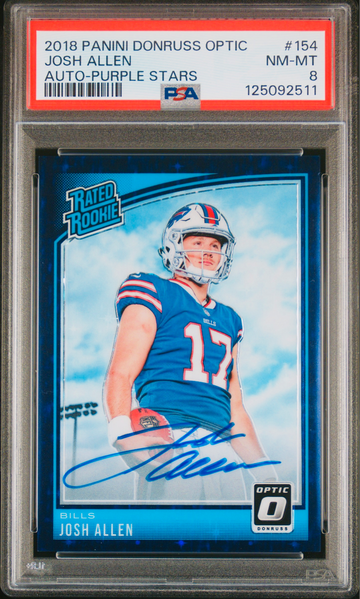2018 Josh Allen Donruss Optic Rookie Purple Stars Prizm Auto /50 PSA 8 #154 SP Autograph Rated Panini