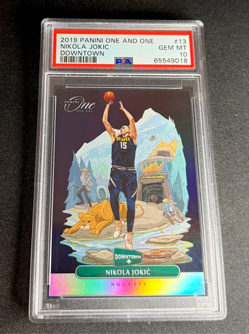 2019 Nikola Jokic Panini One And One Downtown Vertical PSA 10 #13 First Year 1 DOWNTOWN! GEM HOLO