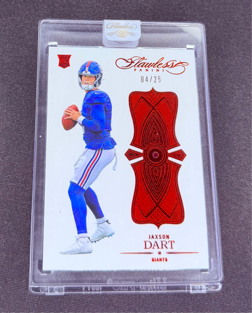 2025 Jaxson Dart Panini Flawless Ruby Red Diamond Gem Rookie SEALED 4/25 #25 RC SP