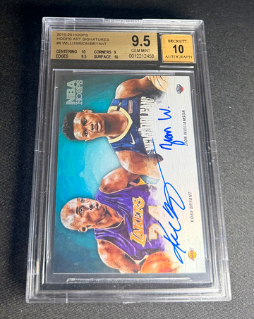 2019 Kobe Bryant Zion Williamson Panini NBA Hoops Art Rookie Dual Auto BGS 9.5 10 SP Signatures Autograph