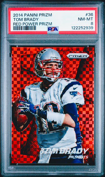 2014 Tom Brady Panini Prizm Red Power Squares PSA 8 #36 121/125 SP Prizms RARE