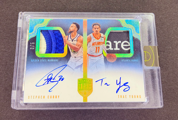 2019 Stephen Curry Trae Young Eminence Dual Patch Tag Auto 3/5 SEALED Gold DP-ST Panini Autograph Jersey SP