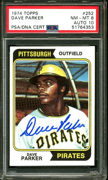 1974 TOPPS #252 DAVE PARKER RC PIRATES PSA 8 DNA AUTO 10