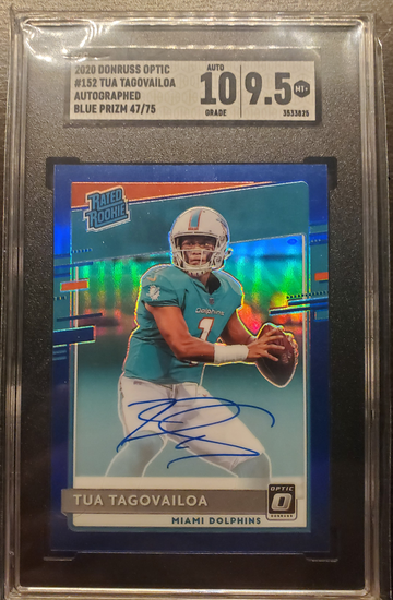 2020 Panini Optic Tua Tagovailoa Blue Prizm Auto /75