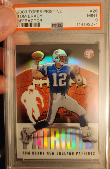 2003 TOPPS PRISTINE TOM BRADY REFRACTOR #/99 PSA 9 ONLY POP 14 RARE