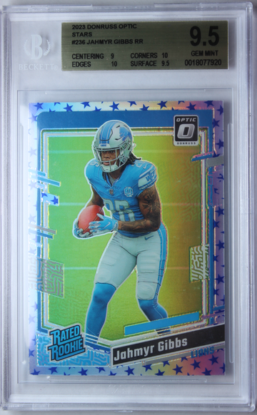2023 Panini Donruss Optic Jahmyr Gibbs STARS ROOKIE Card #236 RC BGS 9.5 Gem Mint