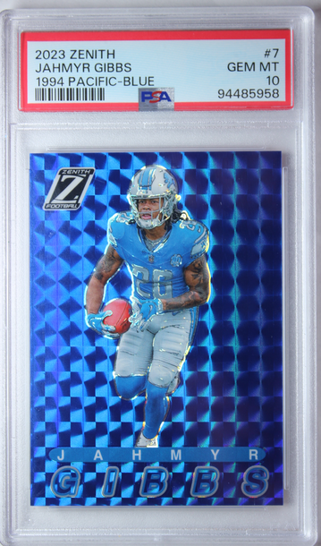 2023 Panini Zenith Jahmyr Gibbs 1994 Pacific BLUE ROOKIE Card #7 RC PSA 10