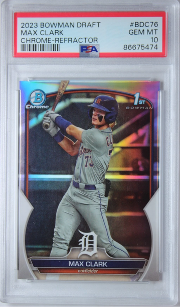 2023 Bowman Chrome Draft Max Clark Refractor ROOKIE Card #BDC76 PSA 10 Gem Mint