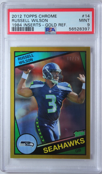 2012 Topps Chrome Russell Wilson 1984 GOLD Refractor /75 Rookie Card #14 PSA 9