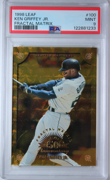 1998 Leaf Ken Griffey Jr Fractal Matrix Card #100 PSA 9 Mint