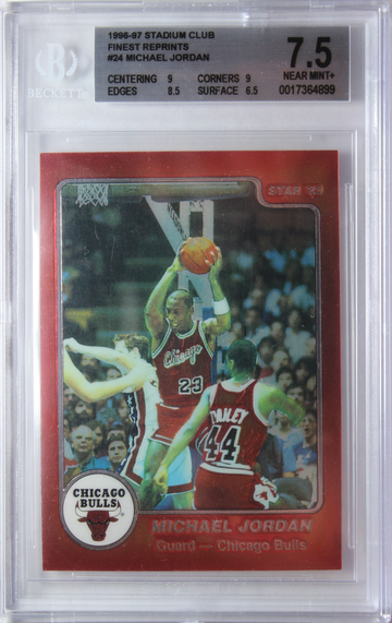 1996-97 Stadium Club Michael Jordan Finest Reprints #24 1984 Star #101 BGS 7.5 (9, 9, 8.5, 6.5)