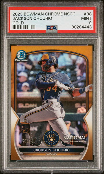 2023 BOWMAN CHROME NSCC JACKSON CHOURIO GOLD /50 PSA 9