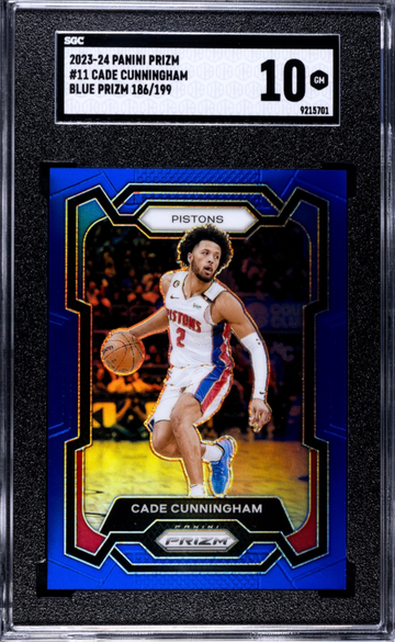2023-24 PRIZM CADE CUNNINGHAM #11 BLUE PRIZM 186/199 SGC 10