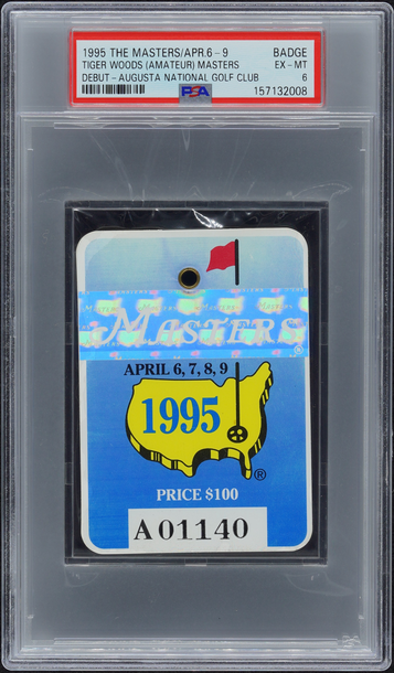 1995 MASTERS BADGE TIGER WOODS PGA MAJOR DEBUT PSA 6