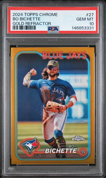 2024 TOPPS CHROME BO BICHETTE GOLD REFRACTOR #27 8/50 PSA 10
