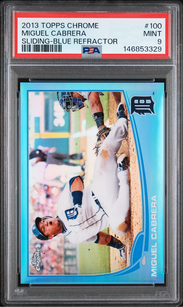 2013 TOPPS CHROME MIGUEL CABRERA BLUE REFRACTOR #100 55/199 PSA 9