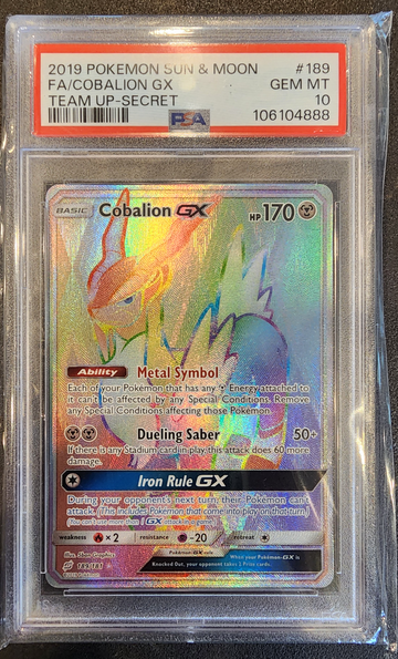 2019 Sun and Moon Cobalion GX FA Team Up Secret PSA 10