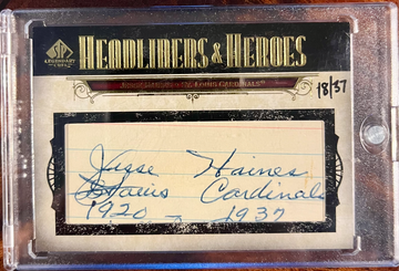 2008 SP Legendary Cuts Headliners & Heroes Cut Signatures Jesse Haines /37 Auto