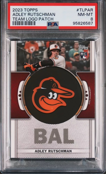 2023 TOPPS TEAM LOGO COMMEMORATIVE PATCH ADLEY RUTSCHMAN PSA 8 NM MT RC Rookie