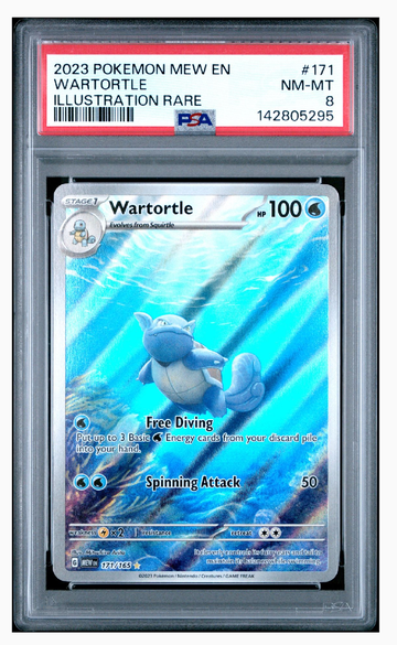 2023 POKEMON MEW EN-151 171 WARTORTLE ILLUSTRATION RARE Graded PSA 8 NM-MT 