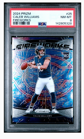 2024 PANINI PRIZM FIREWORKS 25 CALEB WILLIAMS PSA 8 NM-MT Rookie Card RC Chicago 