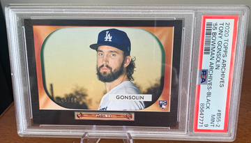 2020 Topps Archives Tony Gonsolin '55 Bowman Black Parallel RC /99 PSA 9 Mint