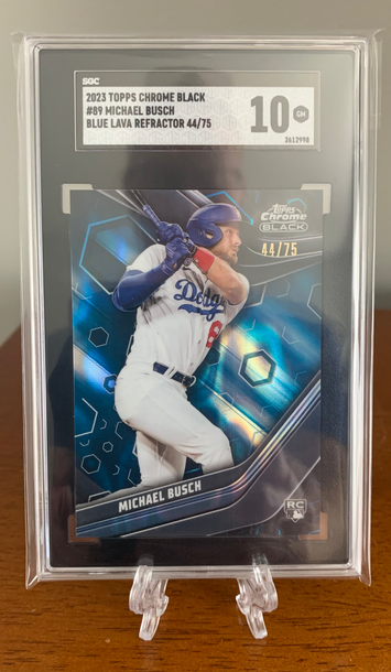 2023 Topps Chrome Black Michael Busch Blue Lava Refractor RC /75 SGC 10 Gem