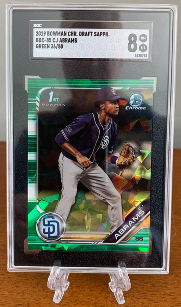 2019 Bowman Chrome Draft Sapphire CJ Abrams 1st Bowman Green Refractor /50 SGC 8 NM-Mint