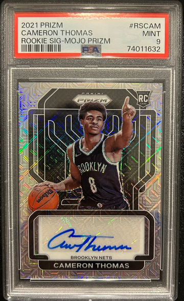 Cameron Thomas PSA 9 2021 Prizm Mojo Prizm Rookie Auto SP Numbered 1/25 #RSCAM