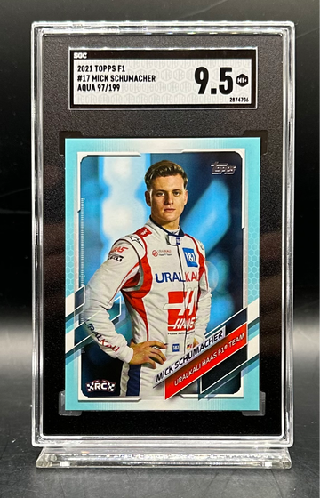 2021 MICK SCHUMACHER #17 TOPPS F1 AQUA #/199 SGC 9.5 ROOKIE RC 