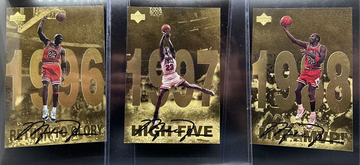 LOT (3) MICHAEL JORDAN 1998 Upper Deck Gold #4, #11, #12 Jumbo MVP HOF Chicago Bulls