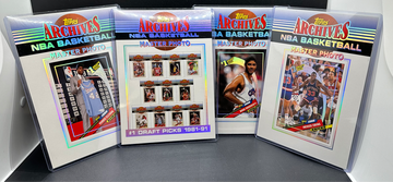 (4) LOT 1993 TOPPS ARCHIVES NBA BASKETBALL MASTER JUMBO PHOTOS #1 DRADT PICKS 81’-91’ PATRICK EWING DAUGHERTY ELLISON 