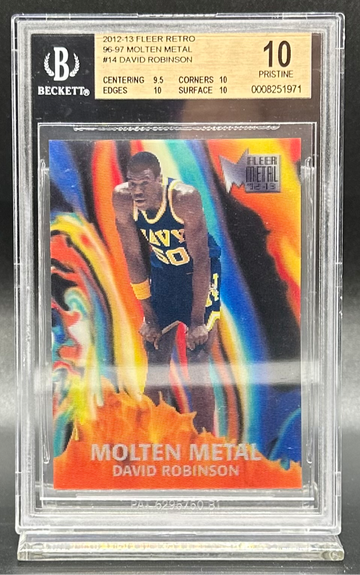 2012-13 DAVID ROBINSON #14 FLEER RETRO 96-97 MOLTEN METAL BGS 10 PRISTINE SAN ANTONIO SPURS HOF MVP