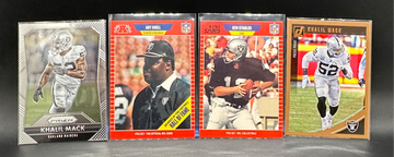 (4) LOT OAKLAND LA LAS VEGAS RAIDERS KHALIL MACK 2015 PRIZM PRESS PROOF 1989 ART SHELL HOF KEN STABLER PRO SET 