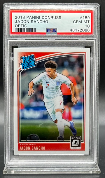 2018 JADON SANCHO #189 DONRUSS OPTIC RATED ROOKIE PSA 10 RC DORTMUND MANCHESTER UNITED ENGLAND 
