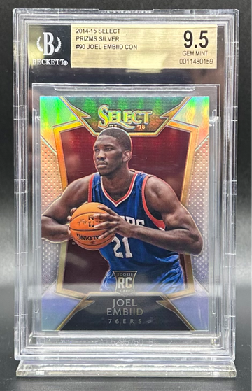 2014 JOEL EMBIID RC SELECT PRIZMS SILVER #90 BGS 9.5 ROOKIE PHILADELPHIA 76ERS SIXERS MVP