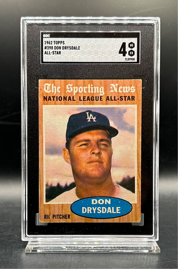 1962 Topps #398 Legend Don Drysdale Los Angeles Dodgers N.L. All-Star SGC 4 HOF