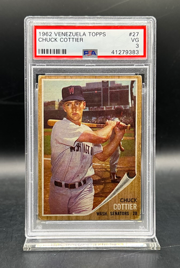 1962 Venezuela Topps #27 Chuck Cottier Washington Senators PSA 3