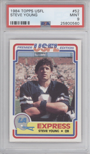 STEVE YOUNG PSA 9 1984 TOPPS USFL FOOTBALL #52 ROOKIE EXPRESS RC MINT 