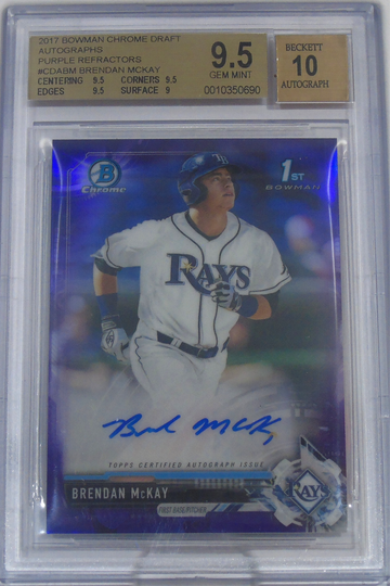 2017 1st Bowman Draft Chrome Purple Auto /250 BGS 9.5 Gem Mint
