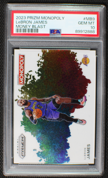 🌟 LEBRON JAMES 2023-24 PRIZM Monopoly MONEY BLAST SSP Case Hit #MB-9 - PSA 10