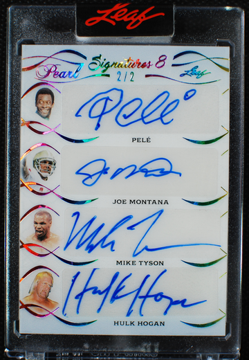 🌟 PELE MONTANA TYSON HOGAN PUJOLS CURRY PETTY 2021-22 Leaf Pearl 8 HOF AUTO /2