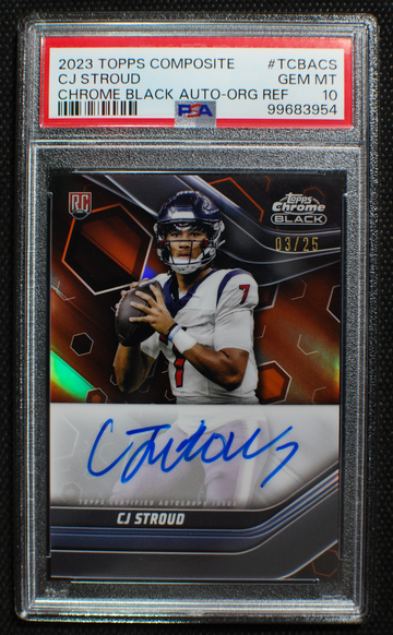 🌟 CJ STROUD - 2023 Topps Chrome Black ORANGE REFRACTOR On Card AUTO RC /25 - PSA 10 Pop 2