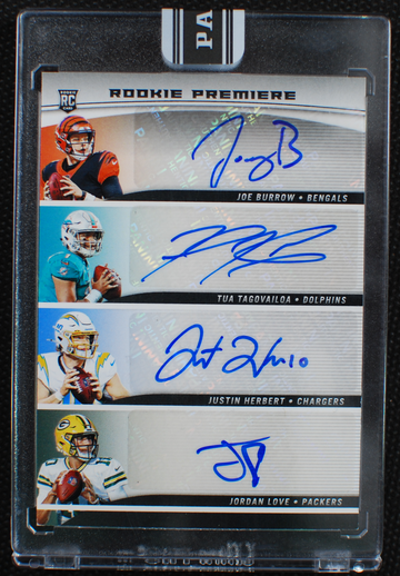 🌟 BURROW HERBERT TAGOVAILOA LOVE - 2020 Panini Instant Rookie Quad AUTO RC /5