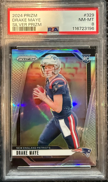 Drake Maye Silver Prizm PSA 8