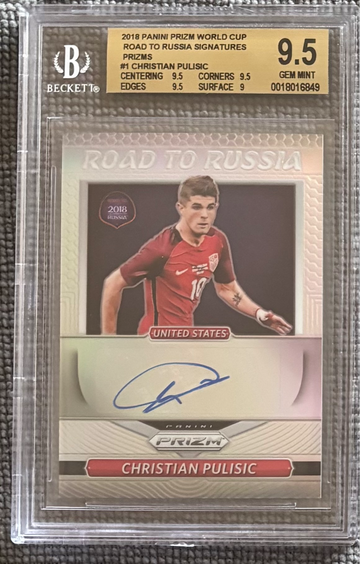 2018 Prizm World Cup Refractor Auto Christian Pulisic #1 BGS 9.5