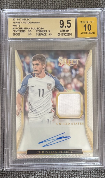 2016 Select Christian Pulisic White Jersey Auto •BGS 9.5 •37/90  
