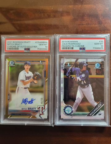 2021 bowman draft gold refractor auto mitch bratt psa 10