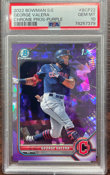 2022 Bowman Sapphire George Valera Purple /25 PSA 10