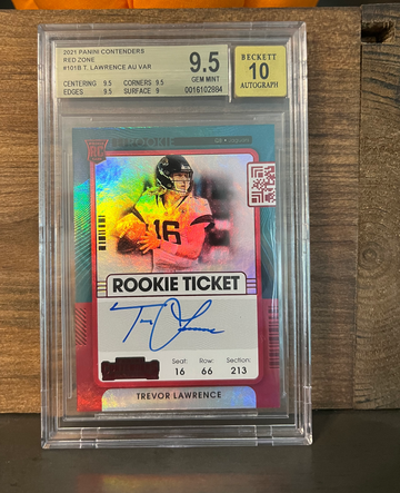 Trevor Lawrence 2021 Contenders Red Zone Auto FOTL BGS 9.5 w/10 auto